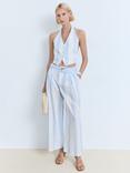 Mango Dulce Stripe Waistcoat, Pastel Blue/Multi