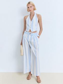 Mango Dulce Stripe Waistcoat, Pastel Blue/Multi, Pastel Blue/Multi