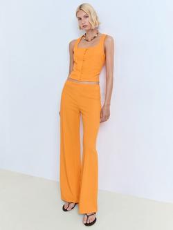 Mango Evans Button Down Cotton Vest Top, Orange