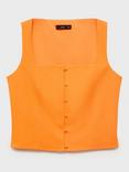 Mango Evans Button Down Cotton Vest Top, Orange
