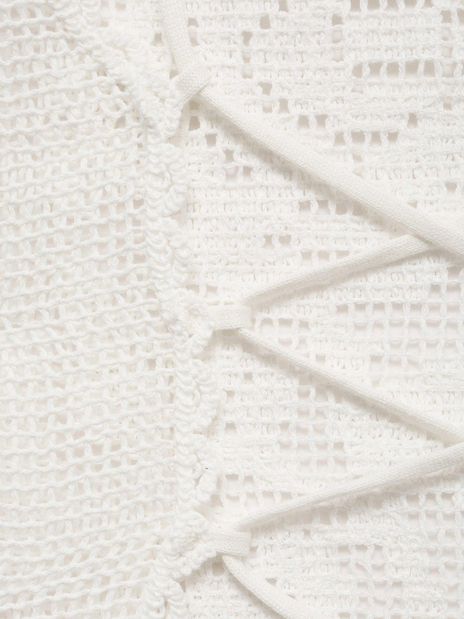 Product image 7 of 7, which shows Mango Floreta Tie Closure Open-Back Crochet Top, Natural White, M