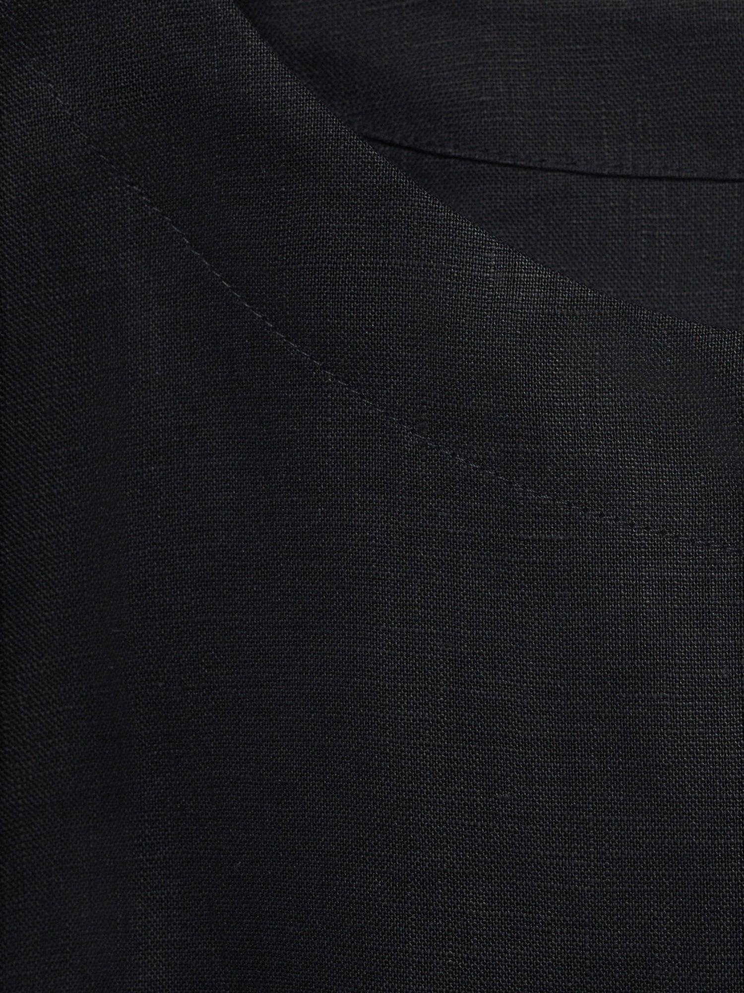 Product image 8 of 8, which shows Mango Fred Round Neck Sleeveless Linen Crop Top, Black, XS