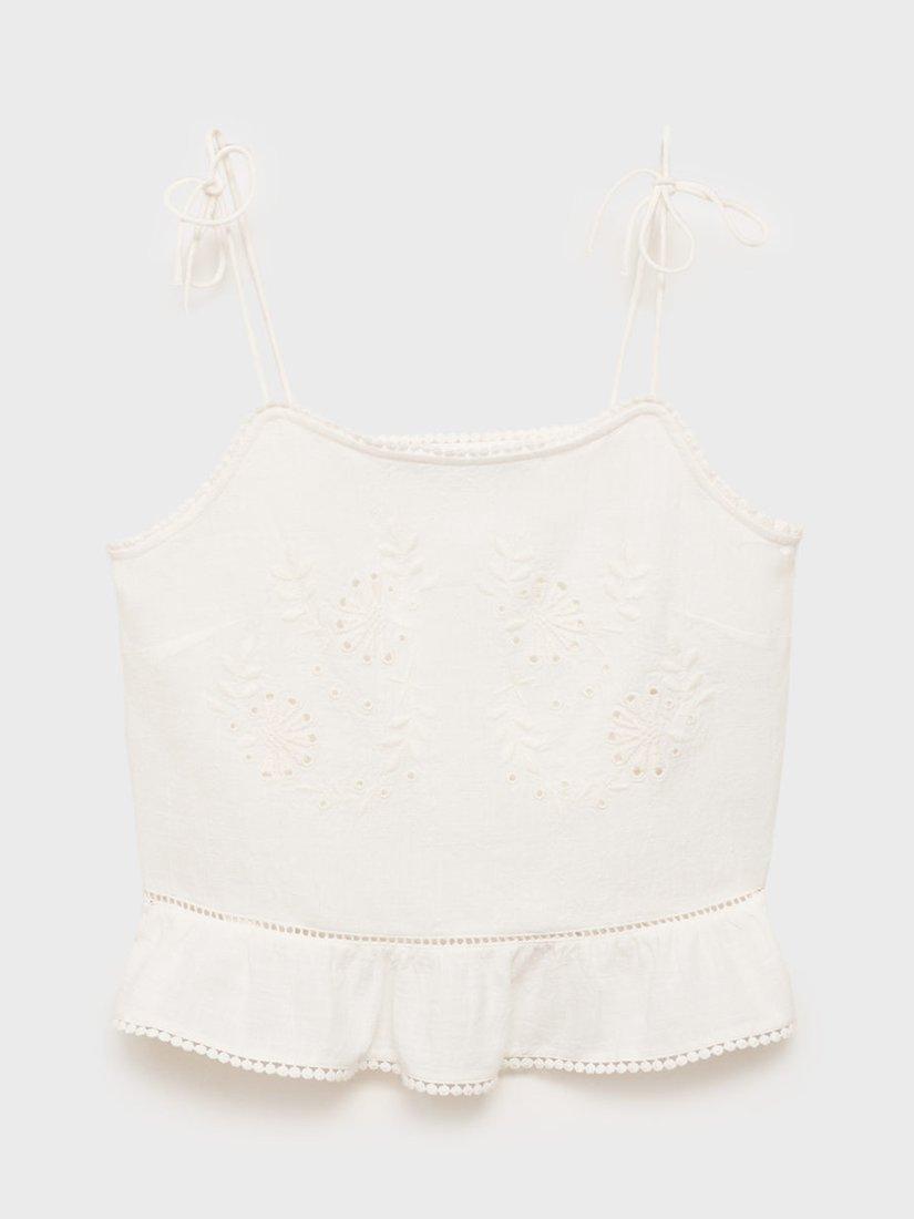 Product image 3 of 8, which shows Mango Gidget Lace Embroidered Top, Natural White, XS