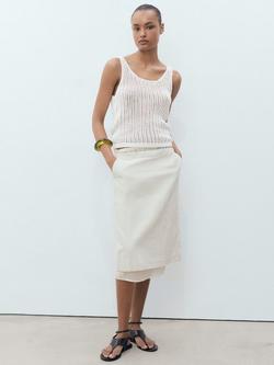 Mango Gonzalo Cotton Blend Crochet Strap Top, Natural White - view 2, Natural White