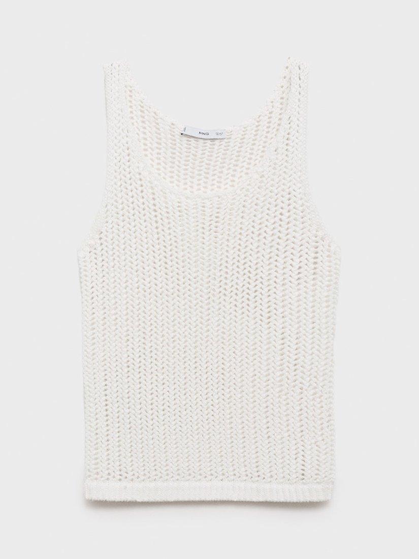 Product image 3 of 8, which shows Mango Gonzalo Cotton Blend Crochet Strap Top, Natural White, XS