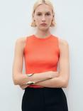 Mango Hernan Round Neck Fire-Knit Viscose Blend Sleeveless Top