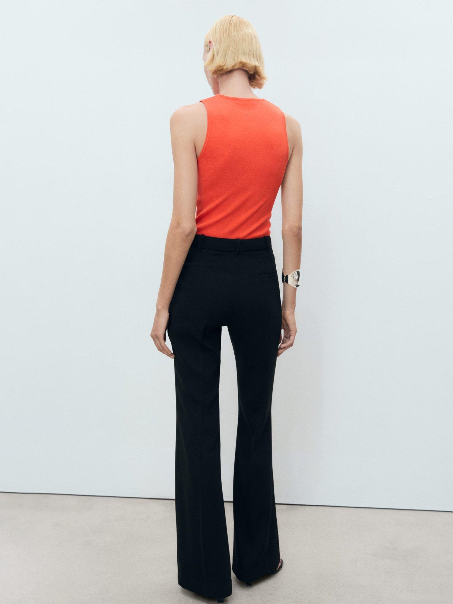 Product image 4 of 6, which shows Mango Hernan Round Neck Fire-Knit Viscose Blend Sleeveless Top, Orange, L