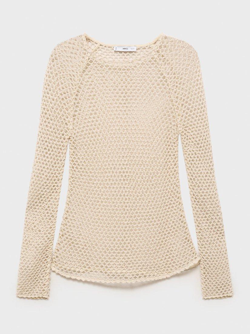 Product image 3 of 7, which shows Mango Jack Crochet Jumper, Natural White, L