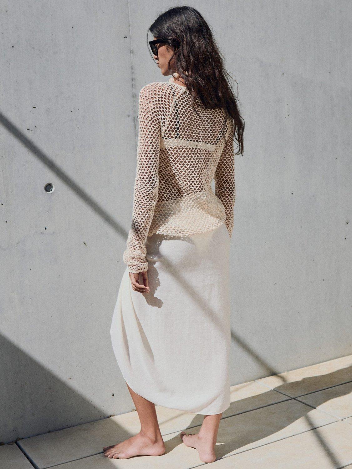 Product image 4 of 7, which shows Mango Jack Crochet Jumper, Natural White, L