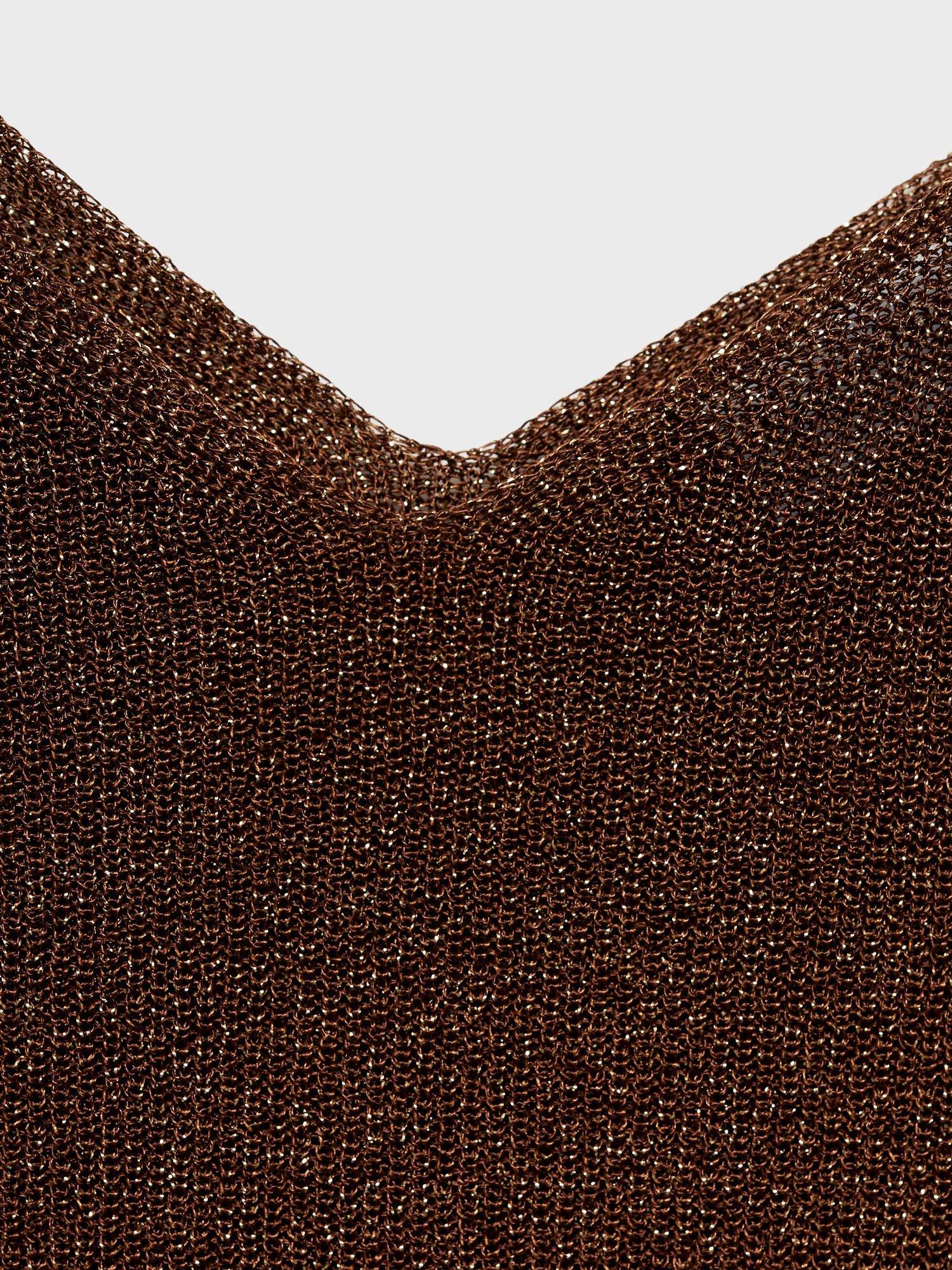 Product image 5 of 7, which shows Mango Cling V Neck Cami Top, Brown, L