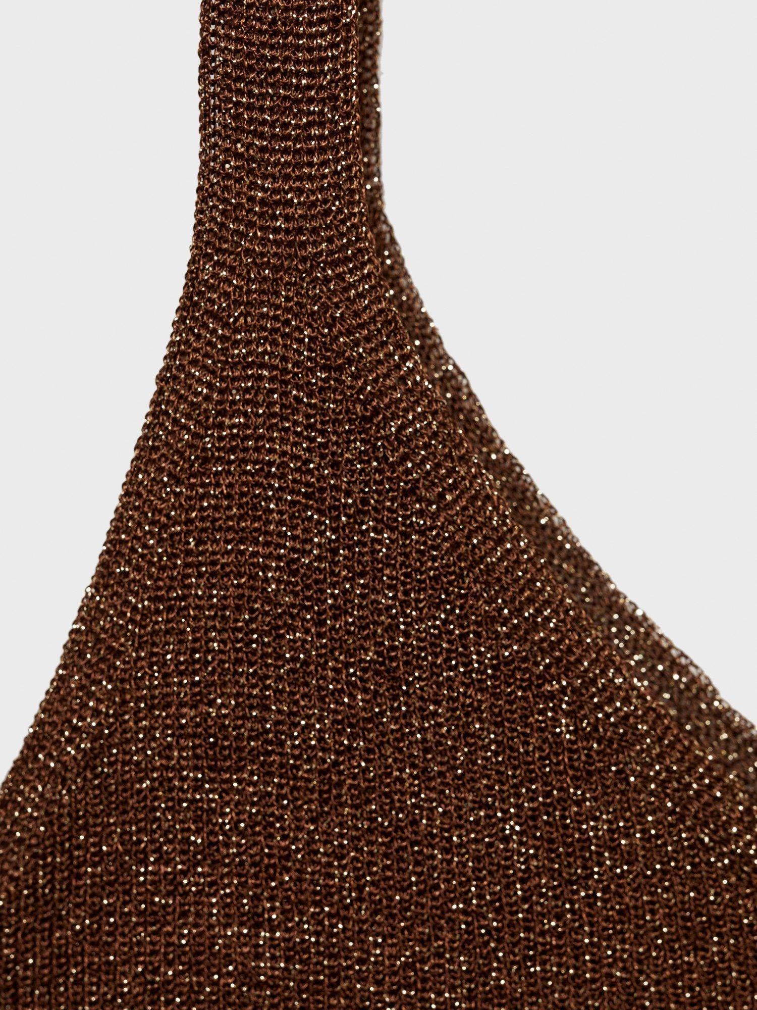 Product image 7 of 7, which shows Mango Cling V Neck Cami Top, Brown, L