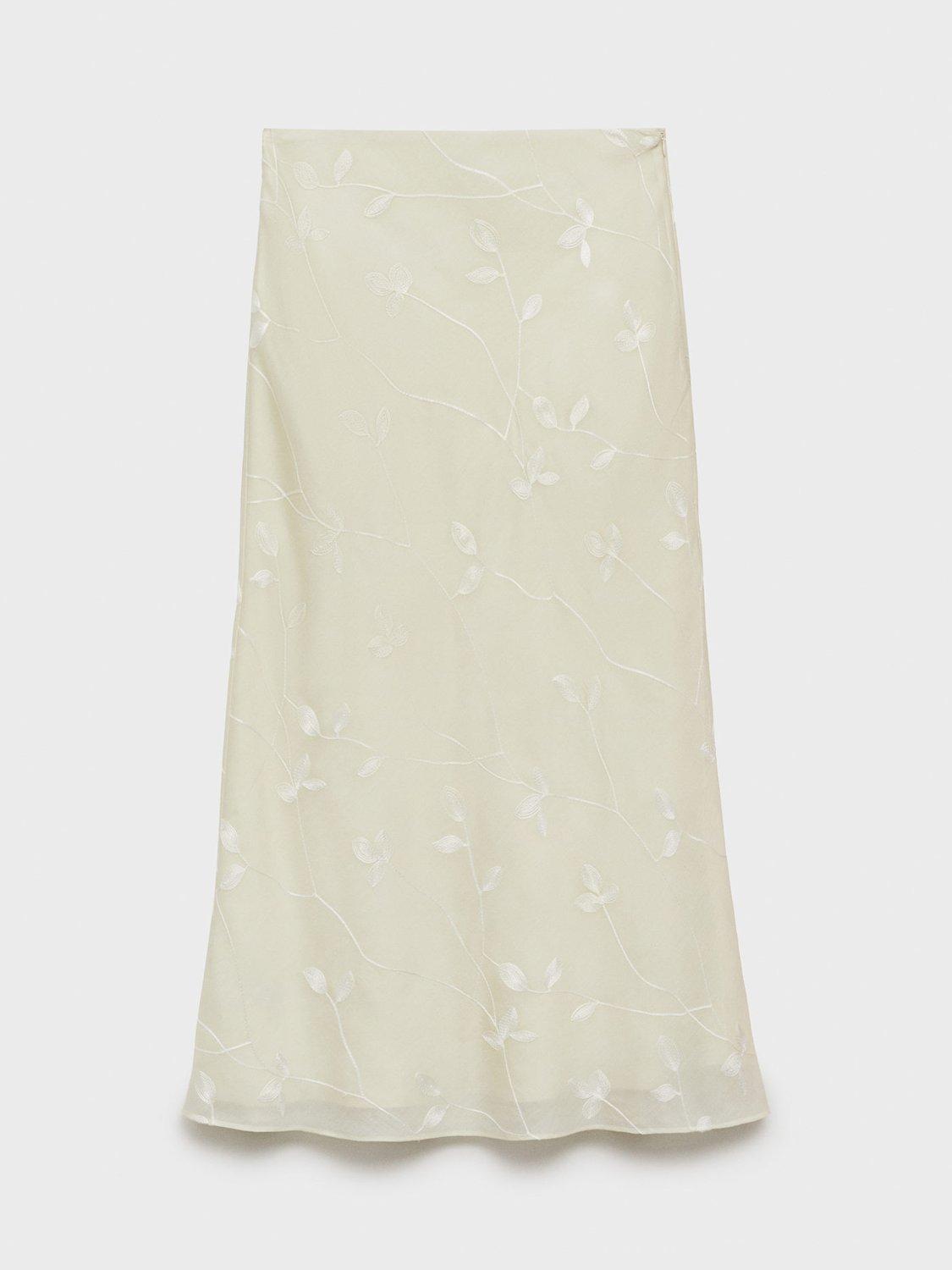 Product image 3 of 7, which shows Mango Tania-H Embroidered Midi Skirt, Natural White, L