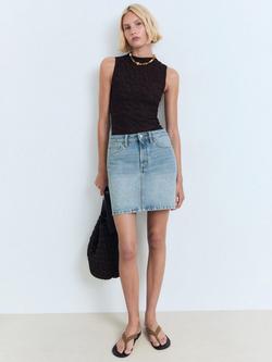 Mango Tacy Denim Mini Skirt, Mid Blue - view 2, Mid Blue