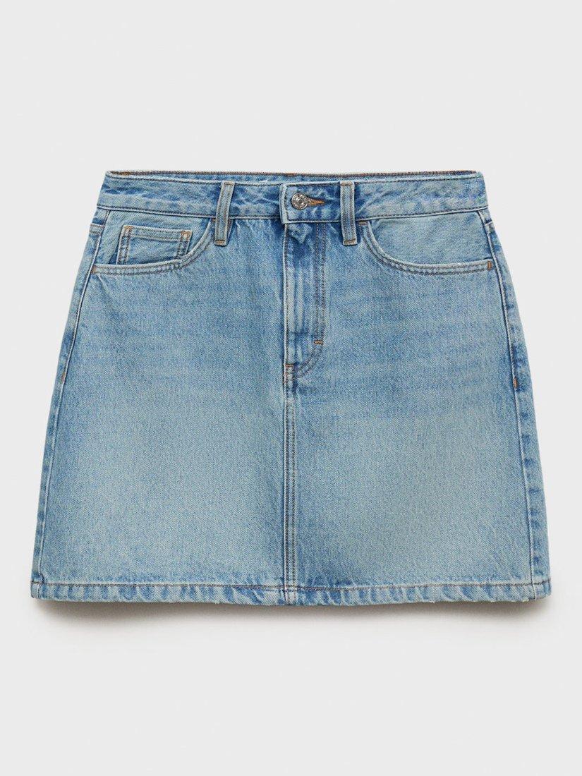 Product image 3 of 8, which shows Mango Tacy Denim Mini Skirt, Mid Blue, L