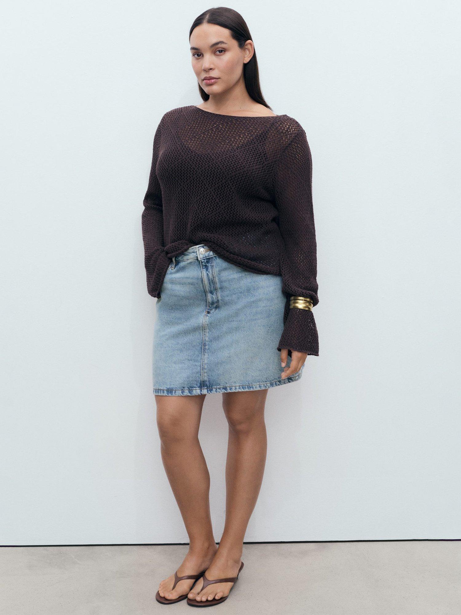 Product image 8 of 8, which shows Mango Tacy Denim Mini Skirt, Mid Blue, L