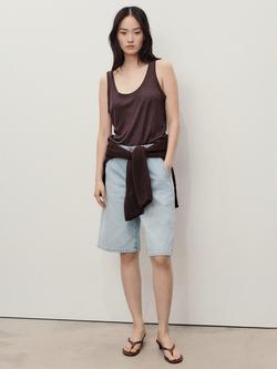 Mango Amina Denim Bermuda Shorts - view 2, Sky Blue