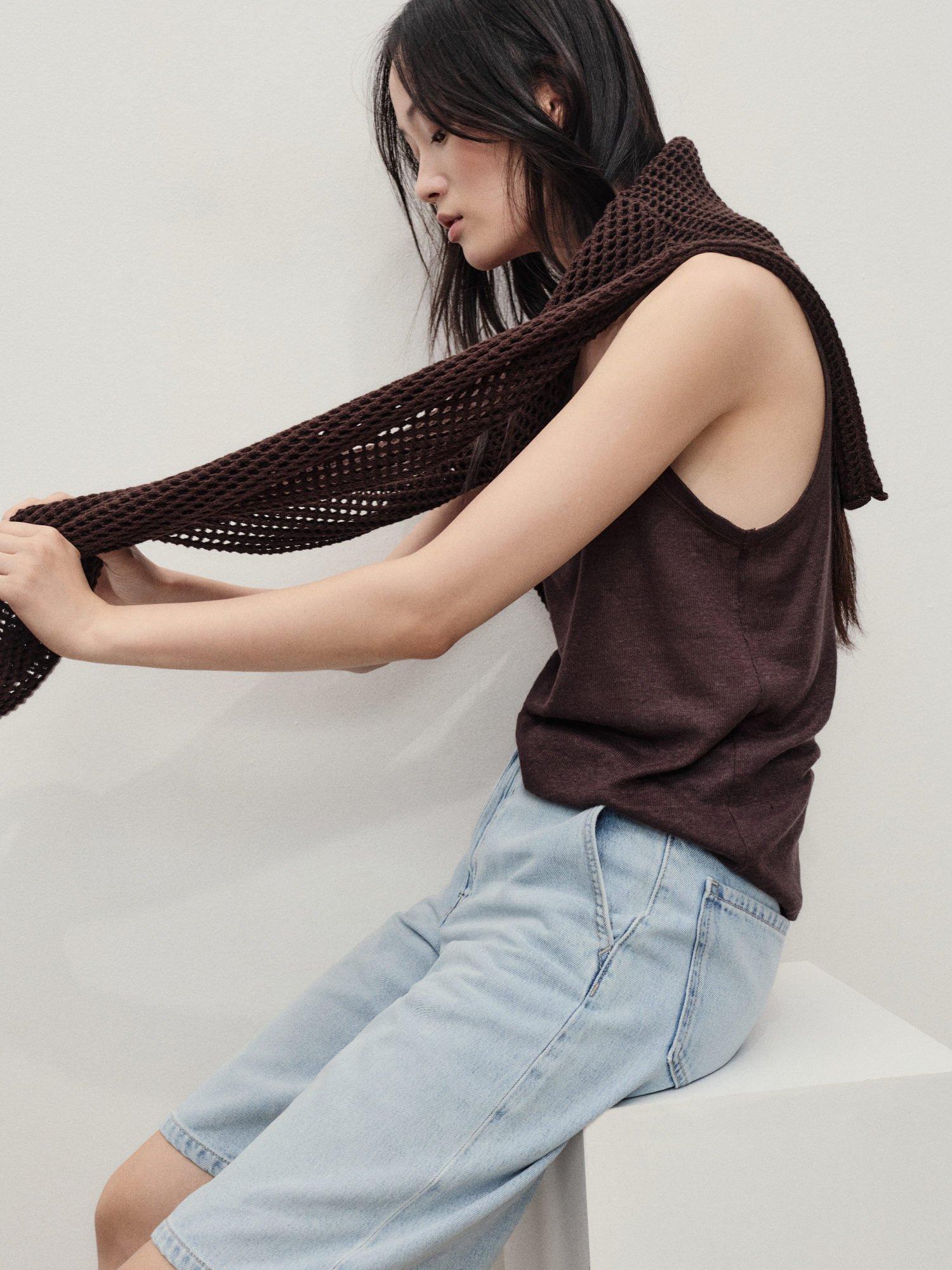 Product image 7 of 8, which shows Mango Amina Denim Bermuda Shorts, Sky Blue, 4