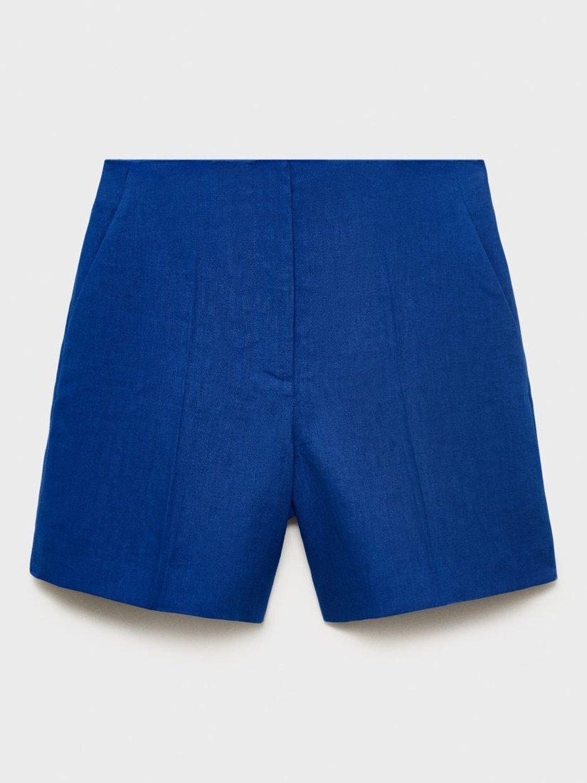 Product image 3 of 7, which shows Mango Boreli Pure Linen Shorts, Medium Blue, 4
