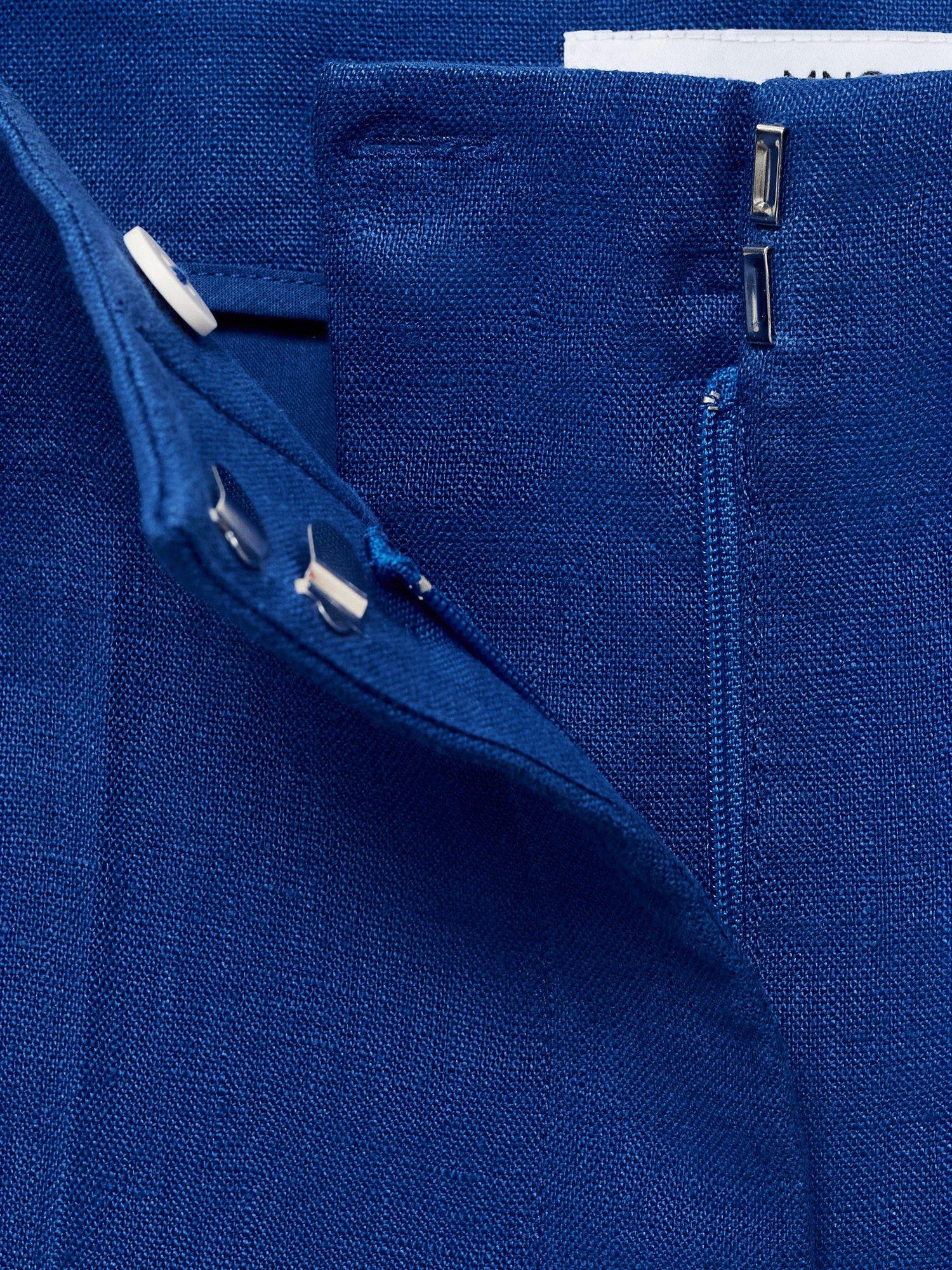 Product image 5 of 7, which shows Mango Boreli Pure Linen Shorts, Medium Blue, 4