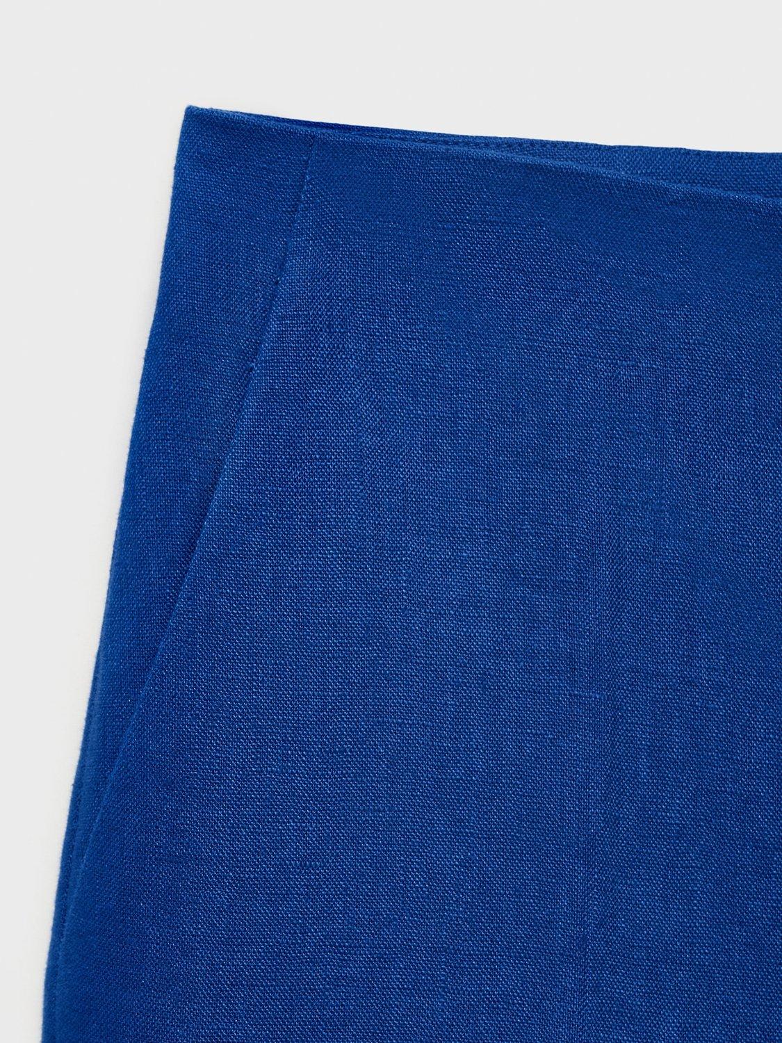 Product image 7 of 7, which shows Mango Boreli Pure Linen Shorts, Medium Blue, 4