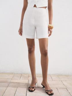 Mango Boreli Pure Linen Shorts, Natural White