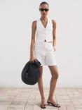 Mango Boreli Pure Linen Shorts, Natural White