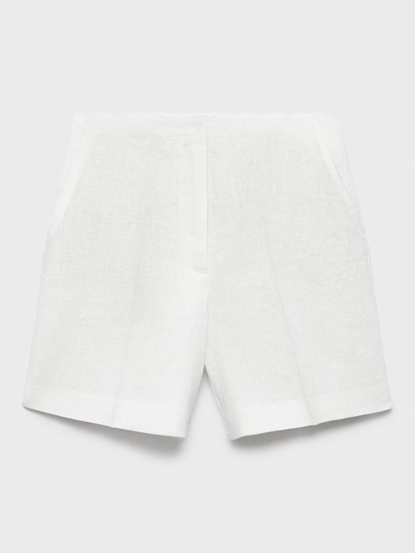 Product image 3 of 8, which shows Mango Boreli Pure Linen Shorts, Natural White, 4