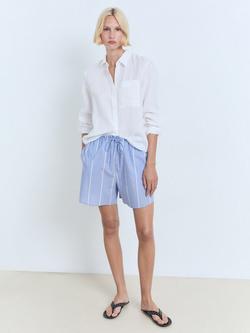 Mango Elsa Stripe Shorts, Medium Blue, Medium Blue