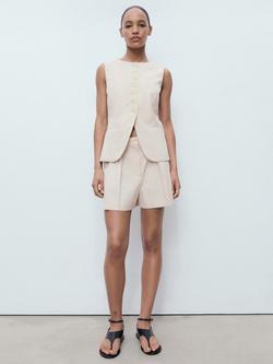 Mango Greta Pleat Tailored Shorts - view 2, Light Beige