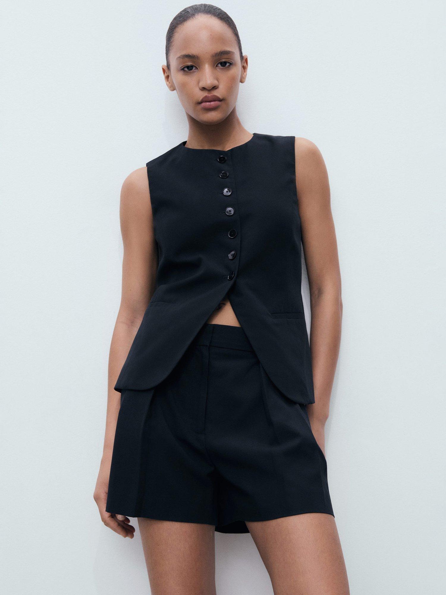 Product image 6 of 8, which shows Mango Greta Pleat Tailored Shorts, Black, 16
