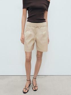 Mango Paulo Linen Rich Shorts, Light Beige