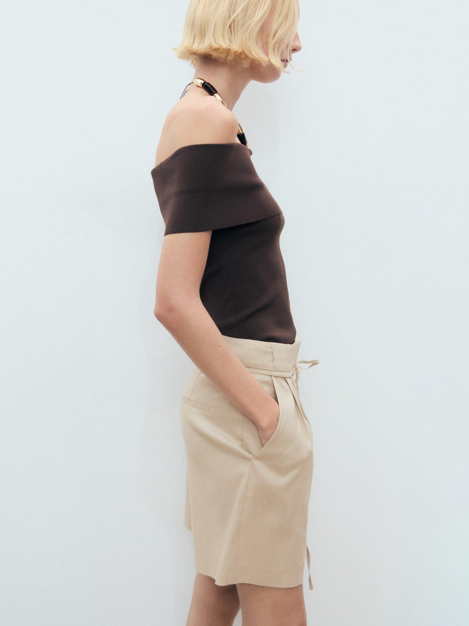 Product image 6 of 7, which shows Mango Paulo Linen Rich Shorts, Light Beige, 10