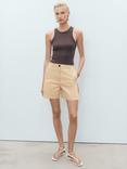 Mango Noam Side Pleat Shorts, Medium Brown