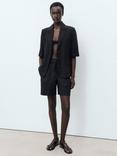 Mango Paulo Linen Rich Shorts, Black