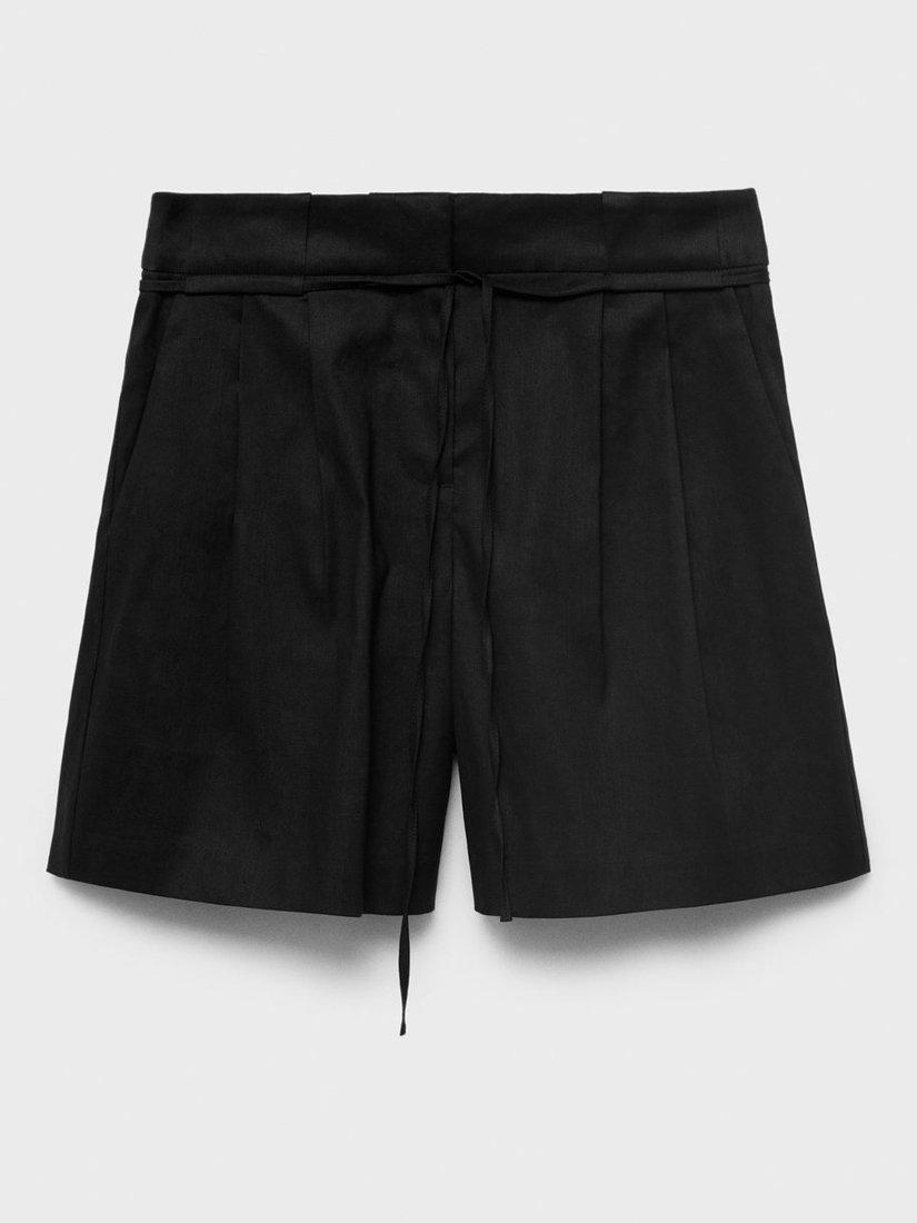 Product image 3 of 6, which shows Mango Paulo Linen Rich Shorts, Black, 4
