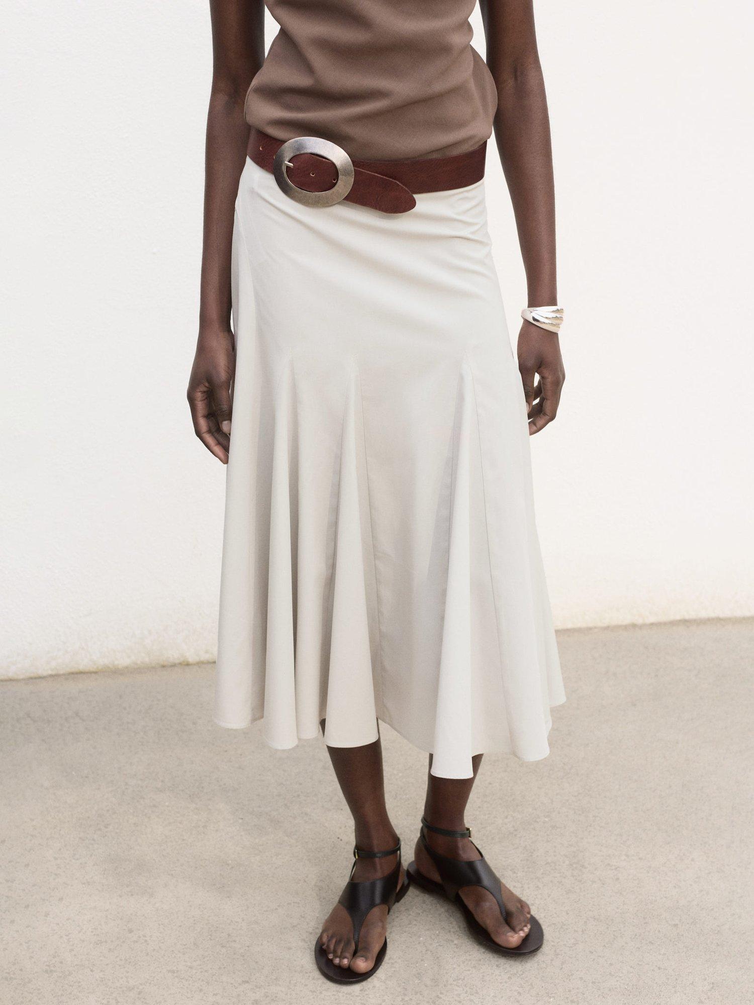 Product image 1 of 8, which shows Mango Aina Pleated Midi Skirt, Grey, L