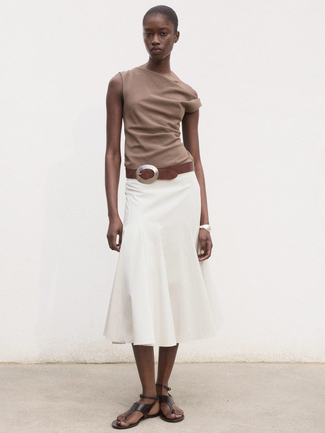 Product image 2 of 8, which shows Mango Aina Pleated Midi Skirt, Grey, L