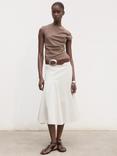 Mango Aina Pleated Midi Skirt, Grey