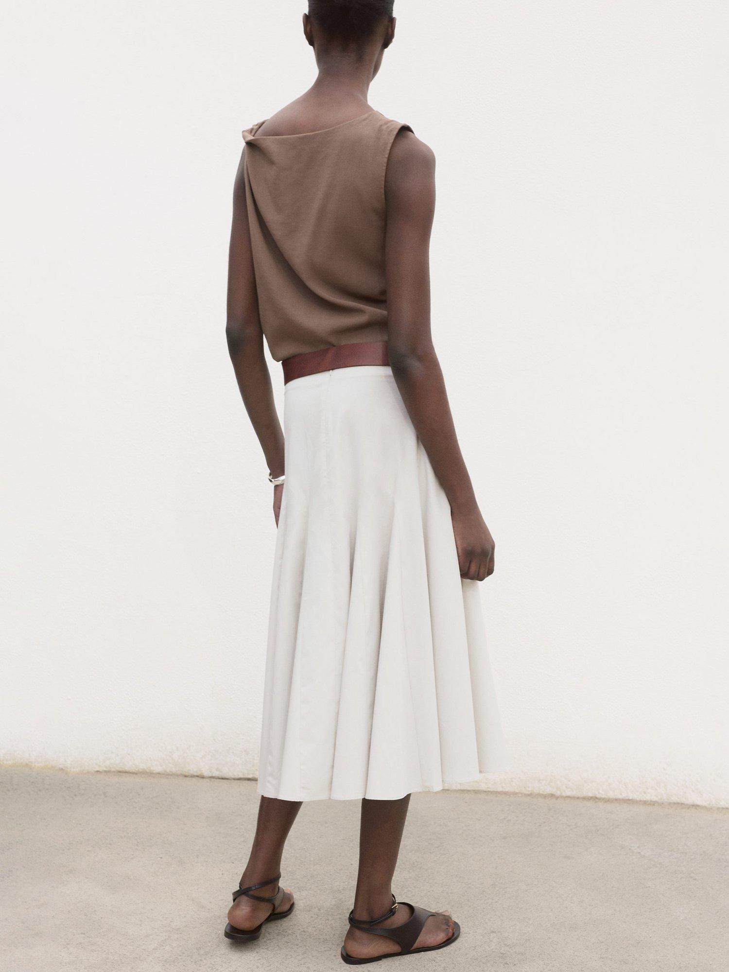 Product image 4 of 8, which shows Mango Aina Pleated Midi Skirt, Grey, L