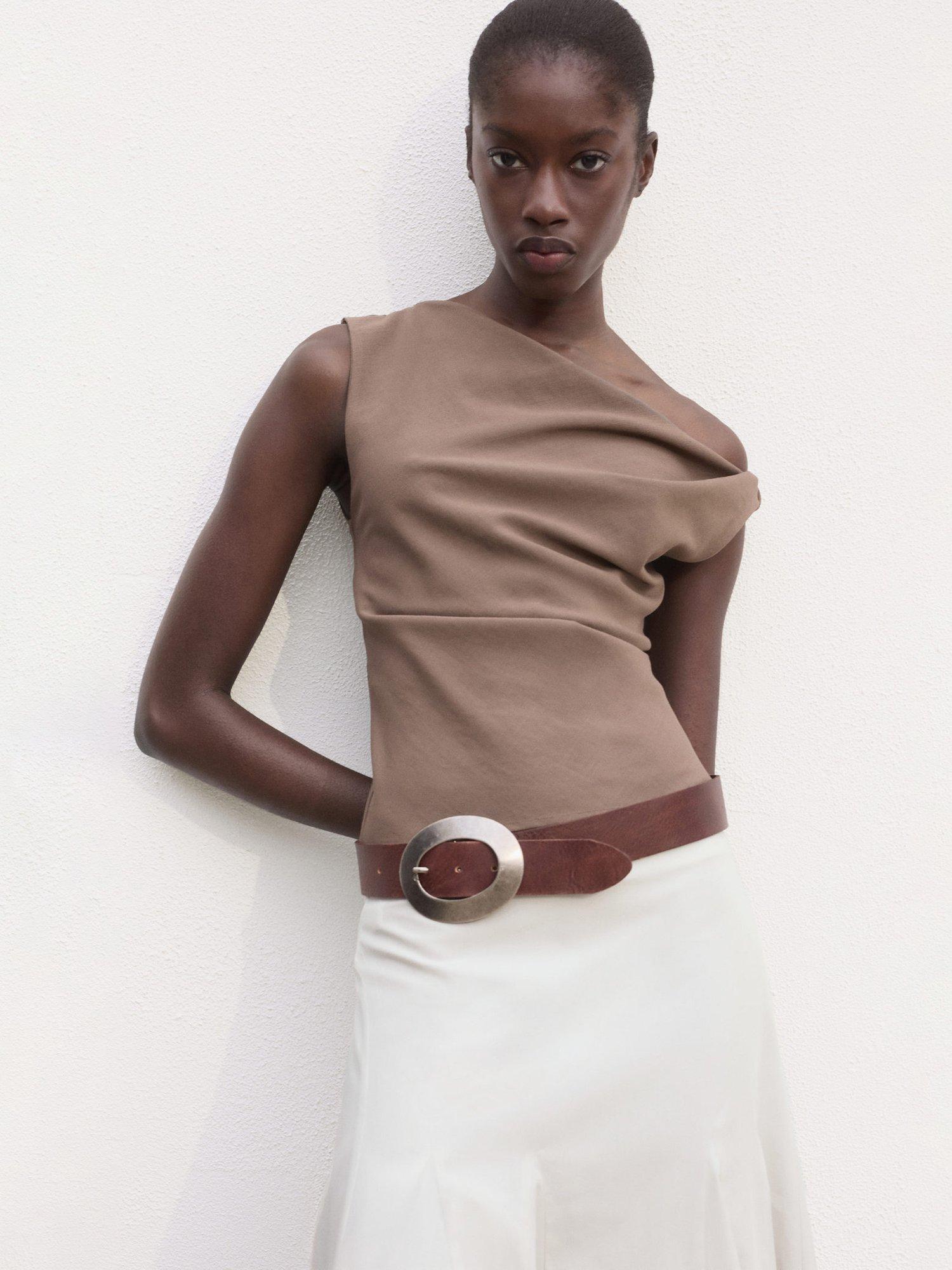 Product image 6 of 8, which shows Mango Aina Pleated Midi Skirt, Grey, L