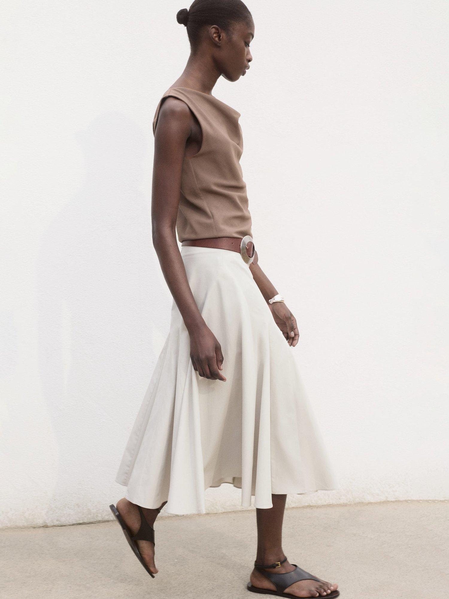 Product image 7 of 8, which shows Mango Aina Pleated Midi Skirt, Grey, L
