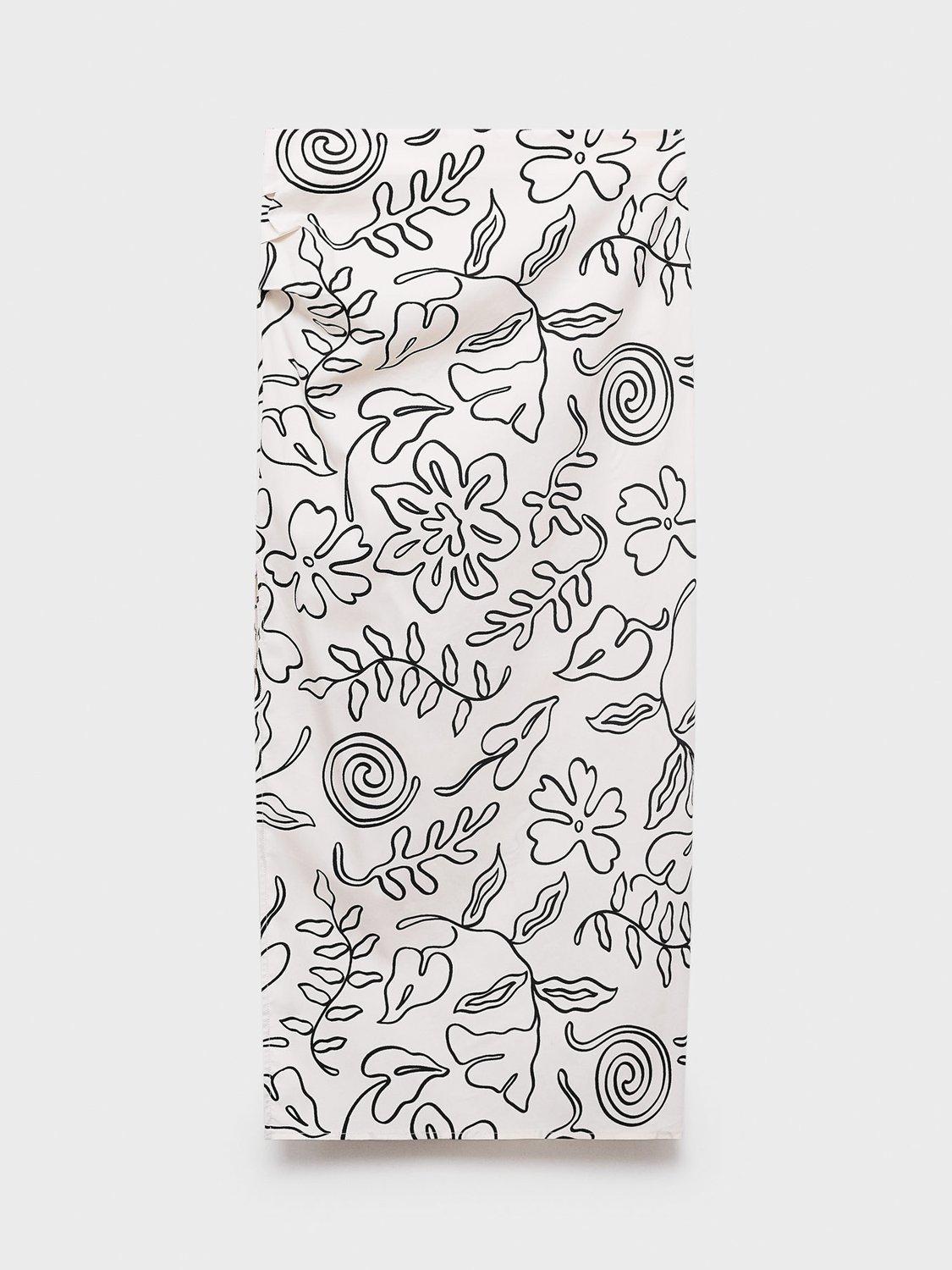 Product image 3 of 7, which shows Mango Ariel Floral Side Slit Midi Skirt, Natural White, 10