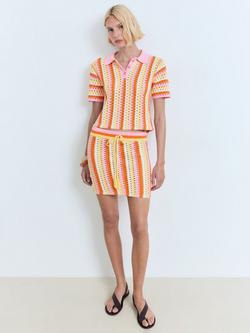 Mango Babylon Cotton Two Tone Striped Crochet Skirt, Pink - view 2, Pink