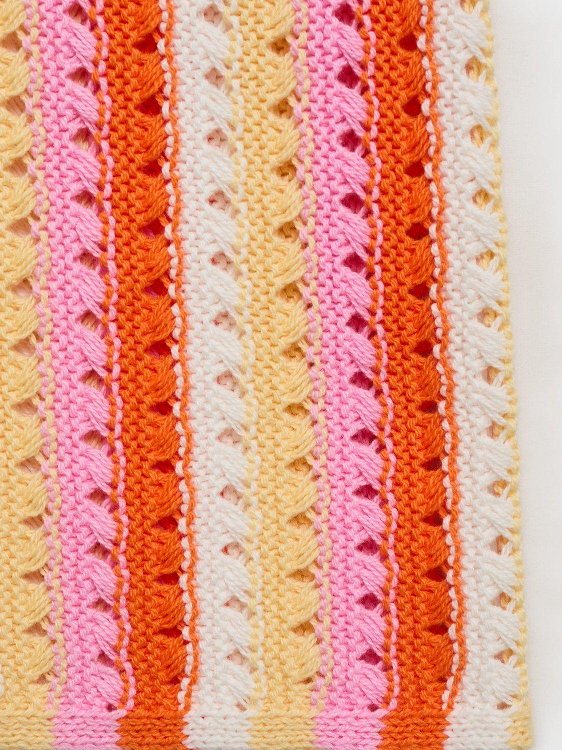 Product image 5 of 8, which shows Mango Babylon Cotton Two Tone Striped Crochet Skirt, Pink, L