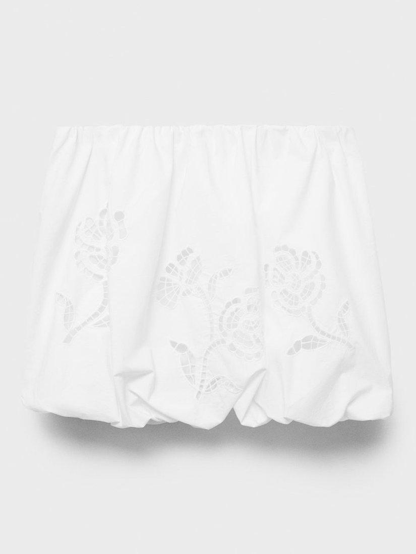 Product image 3 of 8, which shows Mango Cotton Embroidered Balloon Skirt, White, 10