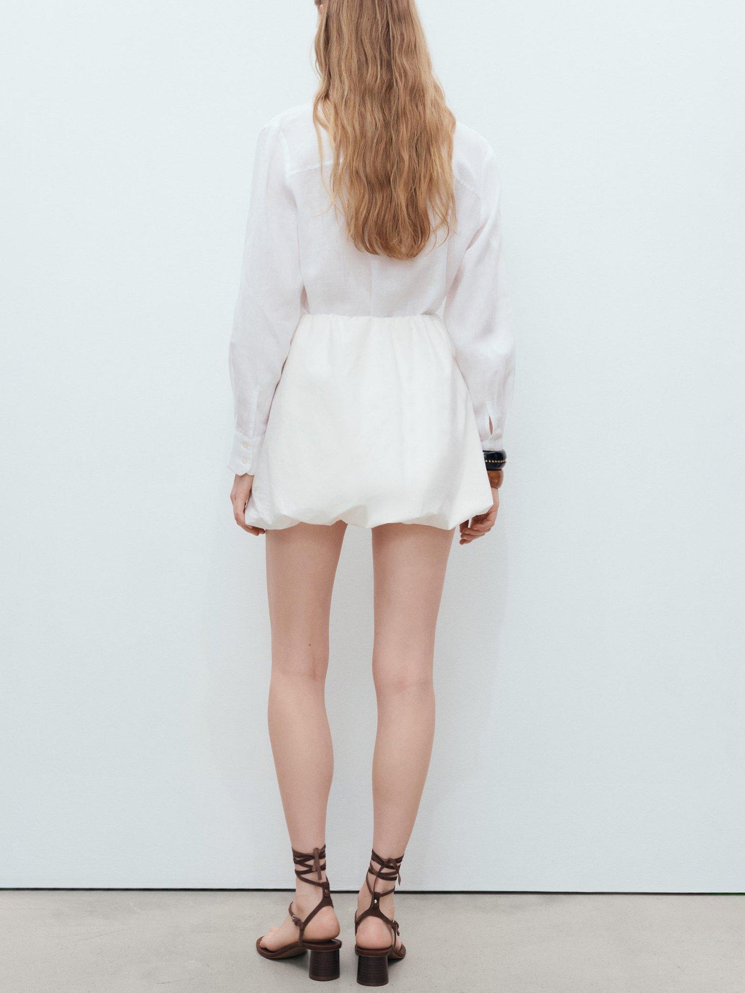 Product image 4 of 8, which shows Mango Cotton Embroidered Balloon Skirt, White, 10