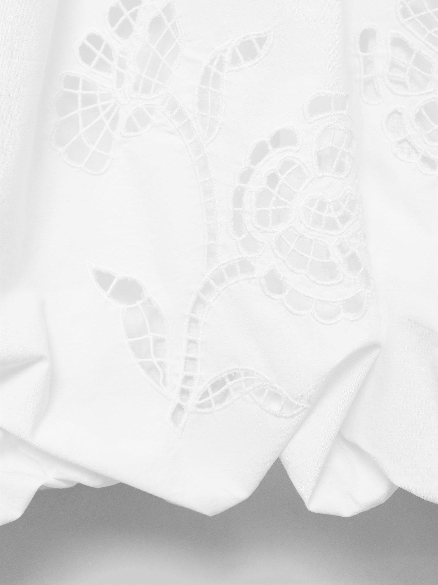 Product image 8 of 8, which shows Mango Cotton Embroidered Balloon Skirt, White, 10