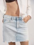 Mango Elena Denim Mini Skirt, Sky Blue