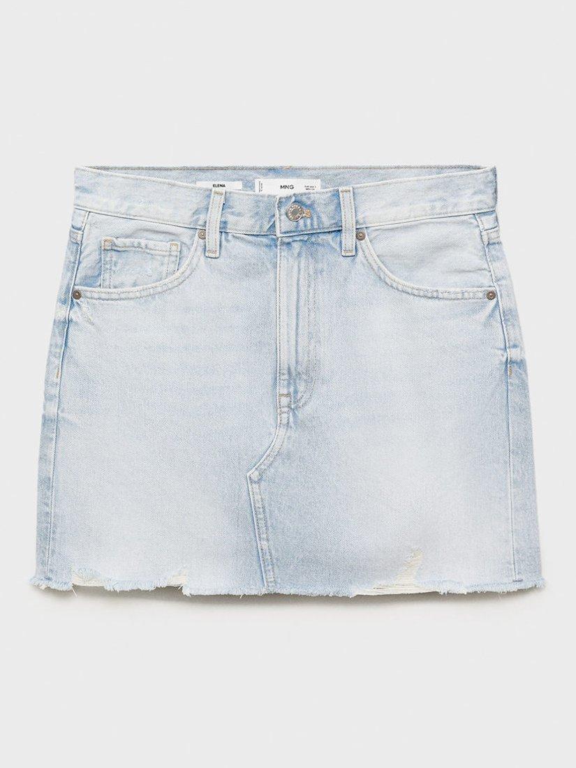 Product image 3 of 8, which shows Mango Elena Denim Mini Skirt, Sky Blue, M