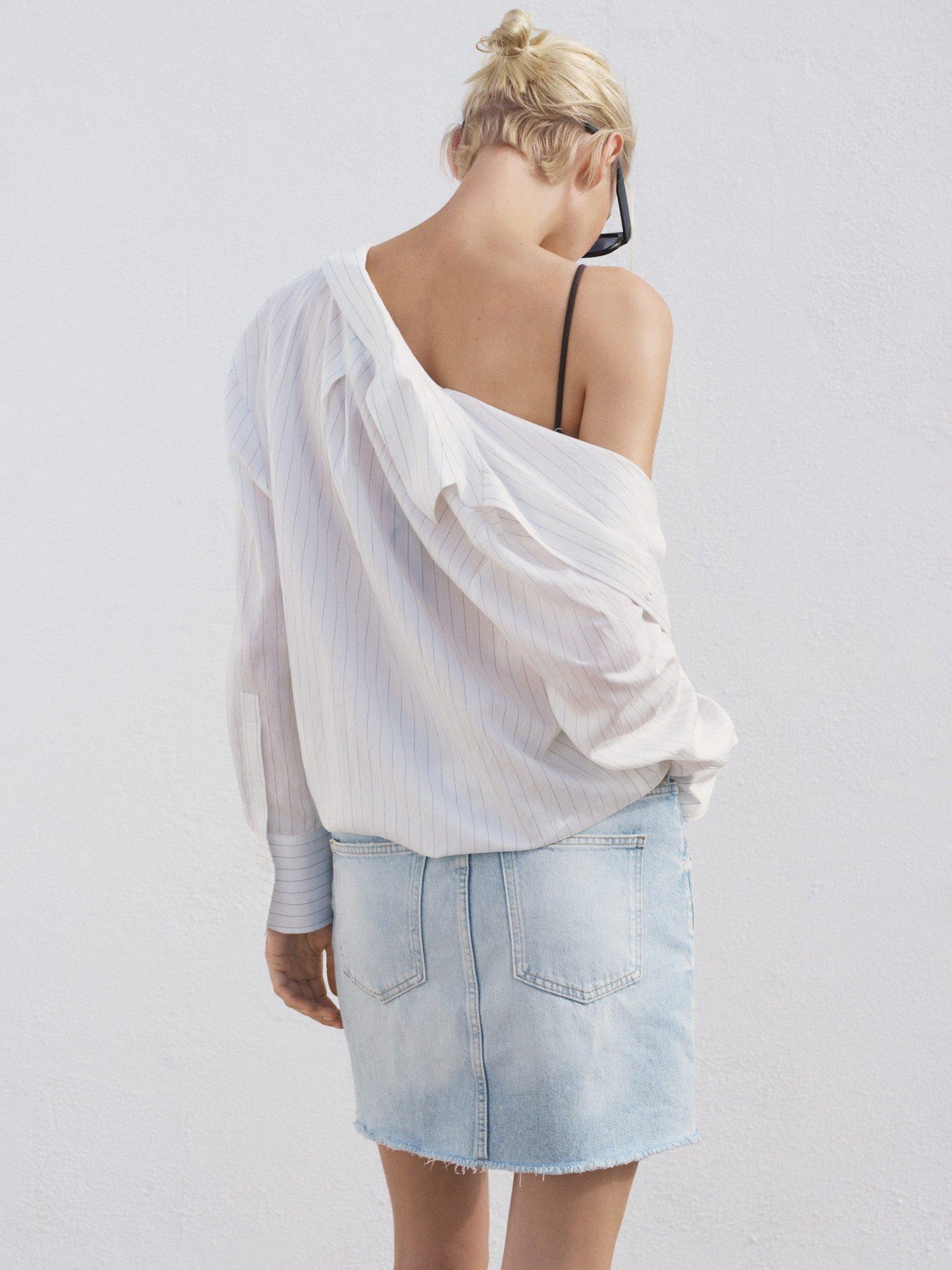 Product image 4 of 8, which shows Mango Elena Denim Mini Skirt, Sky Blue, M